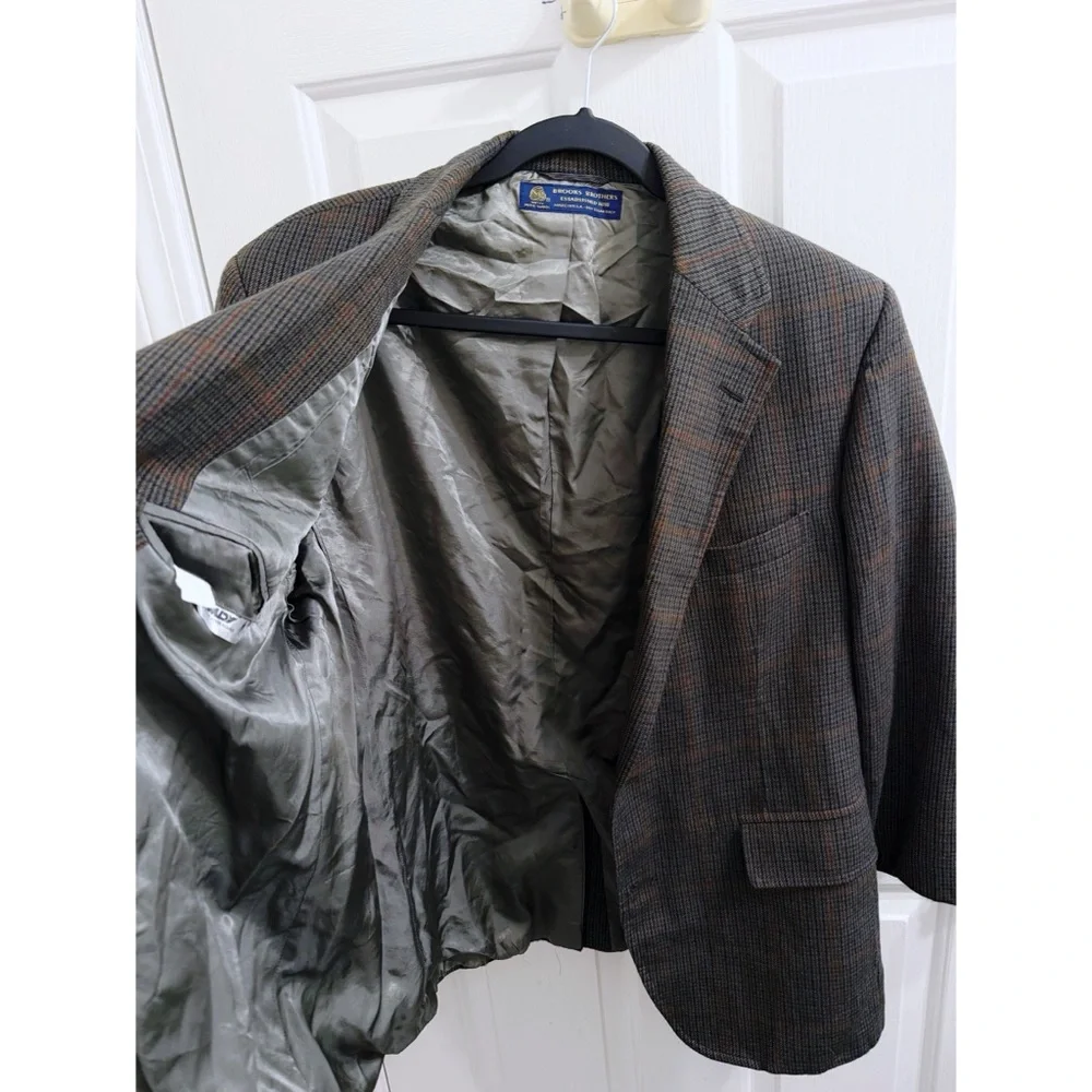 Brooks Brothers Wool Blazer in Brown Plaid